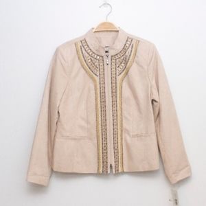 TanJay Cream Sequin embellished Faux Suede Jacket